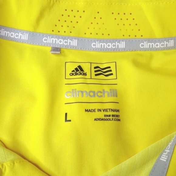 Adidas Climachill Striped Yellow Polo Shirt - Picture 5 of 10